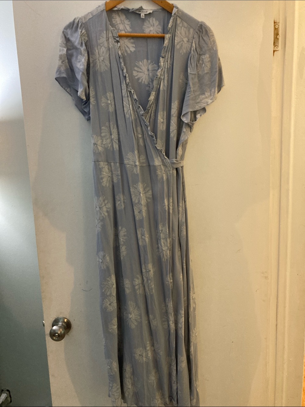 Madewell Light Blue Floral Wrap Maxi Dress